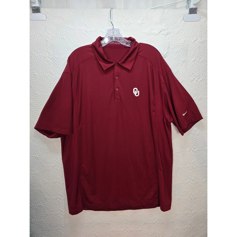 Nike Oklahoma Sooners DriFit Polo Shirt Mens Crimson Red Football OU Sideline XL